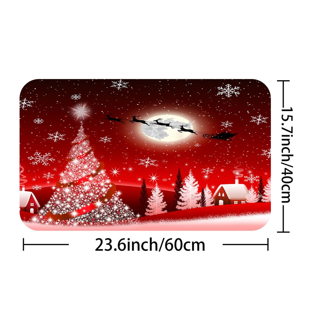 1Pc Waterproof Shower Curtain With Hooks Christmas Snow Scene Bathtub Curtain Soft Floor Rugs Non-Slip Bath Mat Bathroom Decor