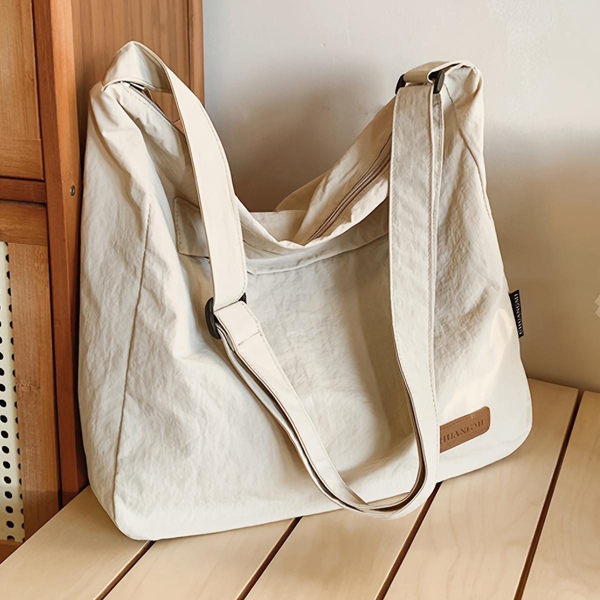 

Lightweight Nyl Unisex Crossbody Bags Large Capacity Casual Sports Handbag Waterproof Shoulder Bag бежевый