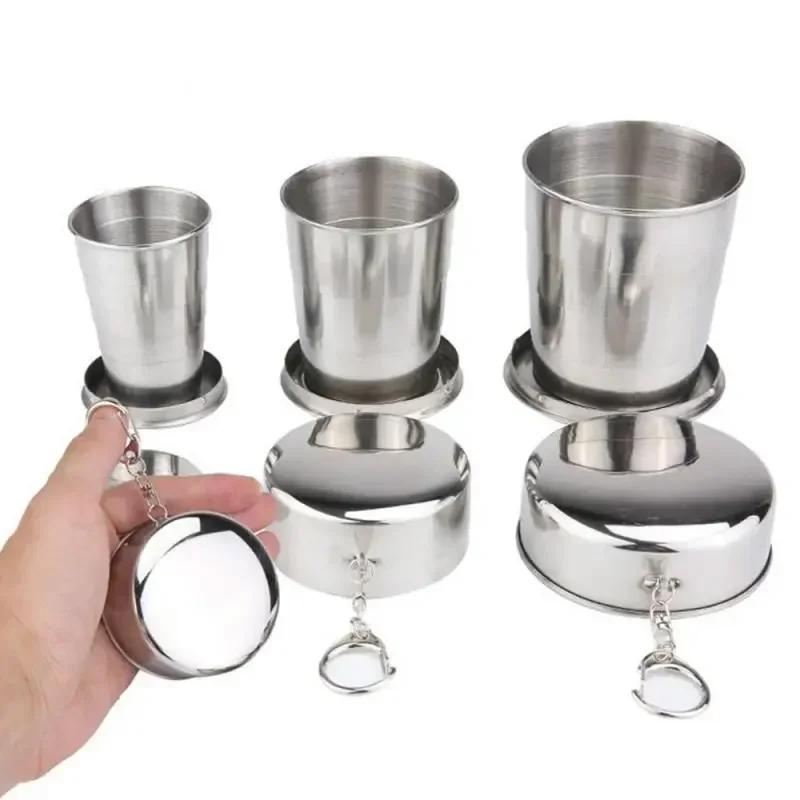 

1Pcs Stainless Steel Outdoor Portable Outdoor Camping Portable Metal Stainless Steel Telescopic Cups Folding Cups Drinks Cups 75ml