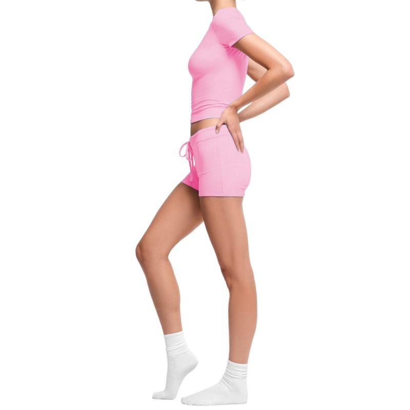 Women Solid Short Sleeve Round Neck T Shirt And Shorts Casual Two Piece Set