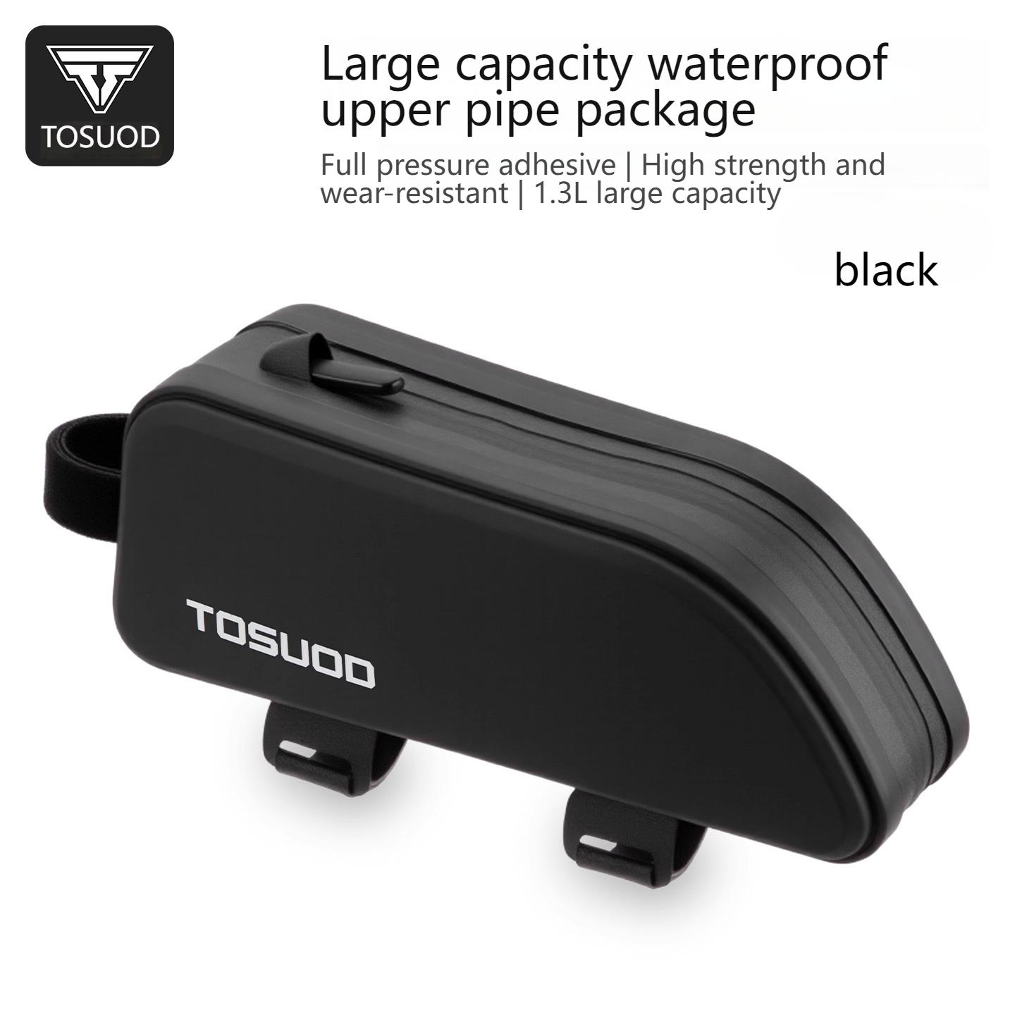 TOSUOD Bicycle Bag Waterproof Cycling Top Front Tube Frame Bag Large Capacity MTB Road Bicycle Pannier Black Bike Accessories чёрный