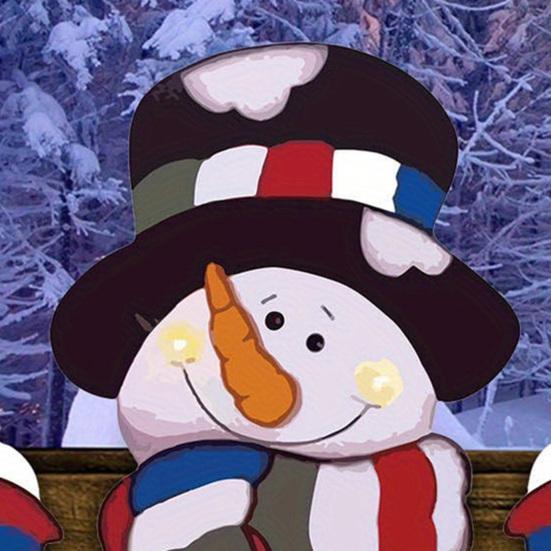 Snowman Fence Peeker Christmas Decoration Funny Wooden Christmas Fence Ornament Cute Snowman Peeking Yard Sign for Garden Courtyard Wall Holiday Home