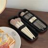 Women Makeup Brush Case Pure Black Small Cosmetic Bag Lipstick Pen Organizer Beauty Tool Storage Box Zipper Long Strip Eva Pouch