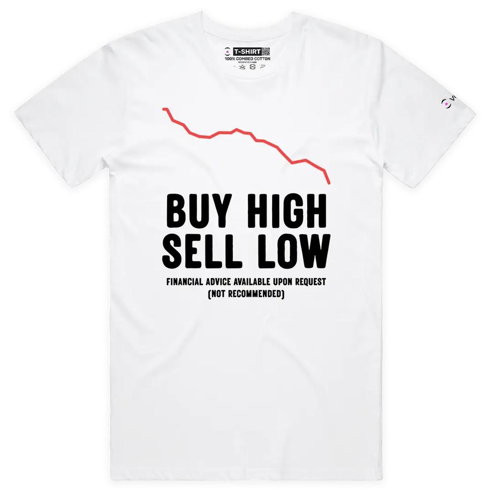 VOICEART Buy High Sell Low Funny Graphic Premium T-Shirt with Wordplay Design v1 M