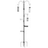 Steel bird feeder station, freestanding bird feeder 208H cm with 4 hooks, black