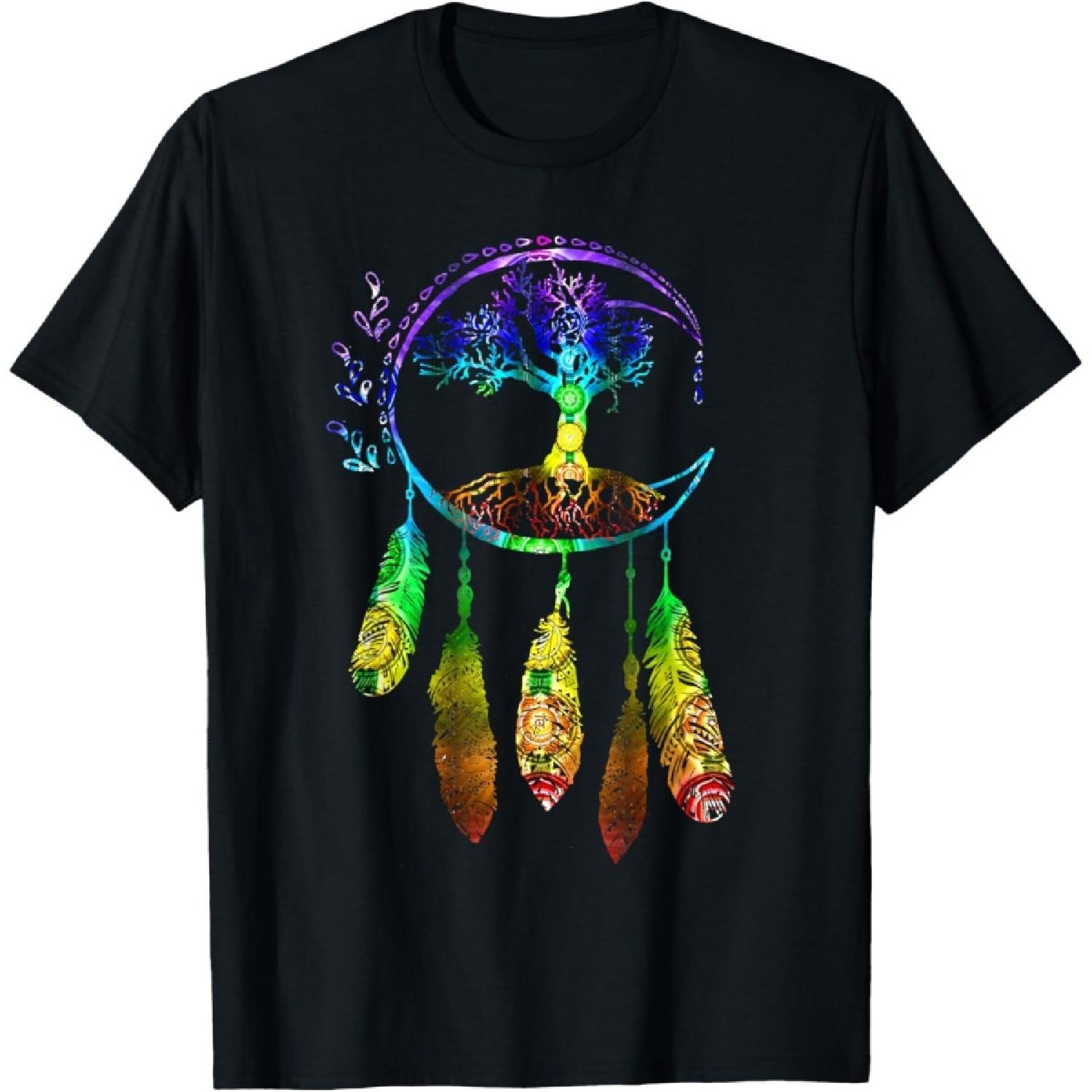 Moon Dream Catcher Feathers Tree of Life Gift T-Shirt S