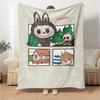 1Pc Cute Labubu Blanket Soft Comfortable Polyester Blanket Allseason Bedroom Office Outdoor Use Christmas Gift Choice Print Home Blanket Soft And Comf