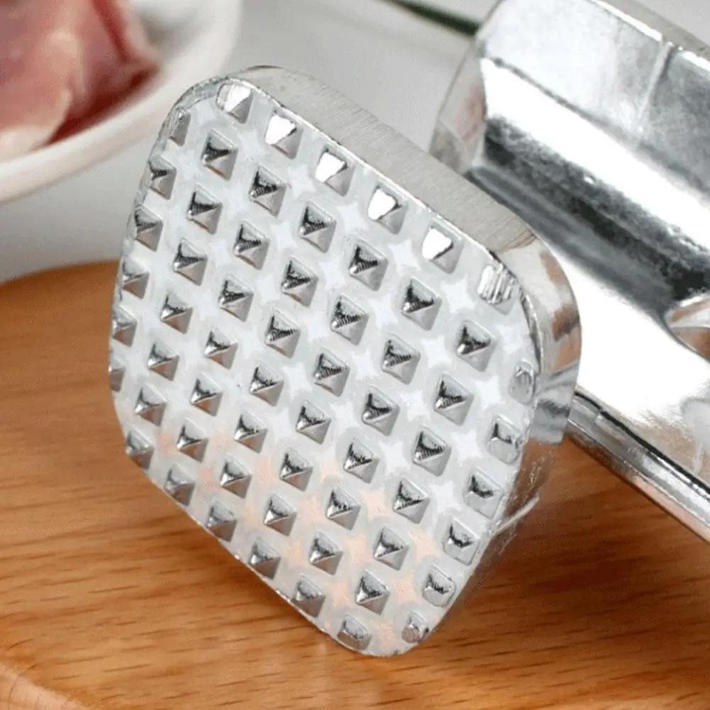 Stainless Steel Double-Sided Square Meat Tenderizer Hammer Food-Safe Kitchen Tool for Pork Chops Meat Tenderizing Appliance