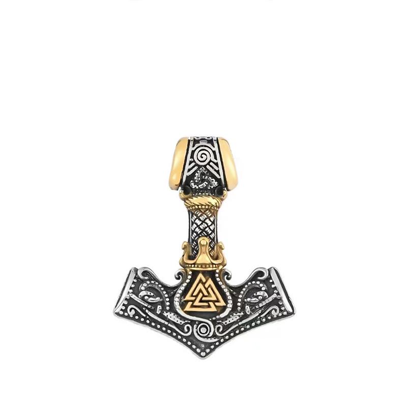 Vikings Thor Hammer Pendant Stainless Steel Mjolnir Necklace Nordic Rune Vegvisir Jewelry Popular Norse Scandinavian