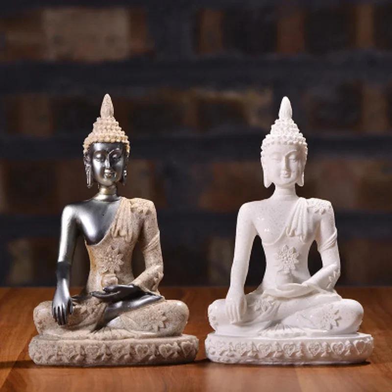 11cm Buddha Seated Resin Crafts Retro Creative Miniature Home Furnishings Home Decoration