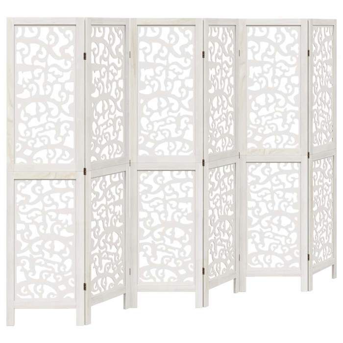 VidaXL Room Divider 6 Panels, Room Separator, Privacy Screen, Living Room Bedroom Screen, White Wood 358745