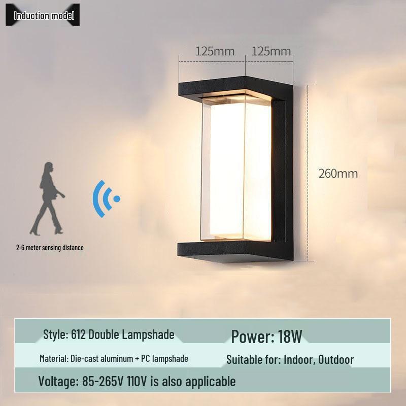 Lampă de Perete de Exterior în Formă de Lună, Rezistentă la Apă, cu Senzor Infraroșu, pentru Curte, Balcon și Prag