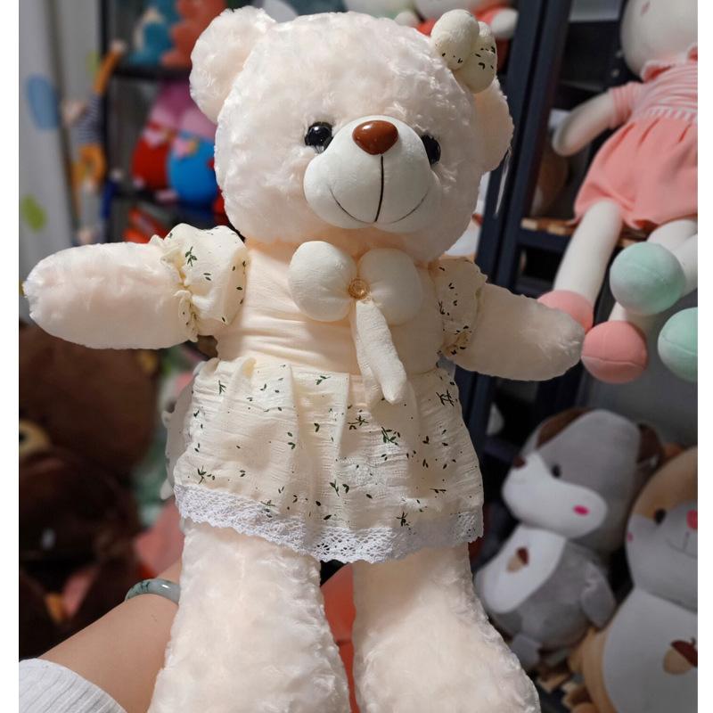 Rose Velvet Floral Dress Bear Plush Toy Big Bear Doll Hug Bear Doll Rag Doll Girl Birthday Gift