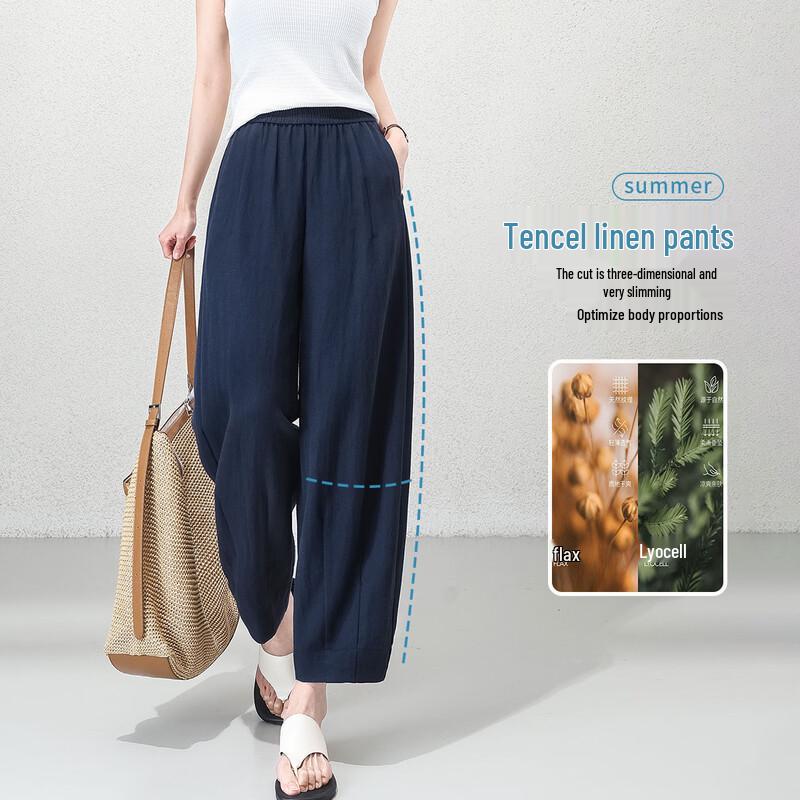 Summer Tencel Linen Harem Casual Pants L