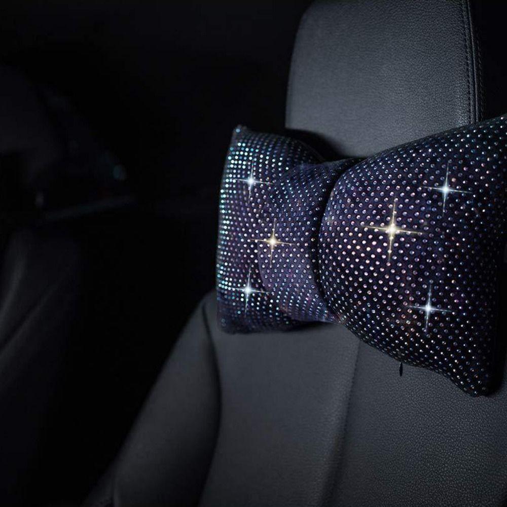 Rhinestone Crystal Bow Car Headrest Bling Crystal Car Neck Support  Decorations