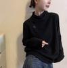 Women's Designer Long-Sleeve Fleece T-Shirt: Stylish, Versatile, Half-High Collar with High-End Embroidery