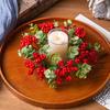Eucalyptus Christmas Wreath Candle Ring Berry Candle Decorative Table Setting Accessories Candle Holder Wreath