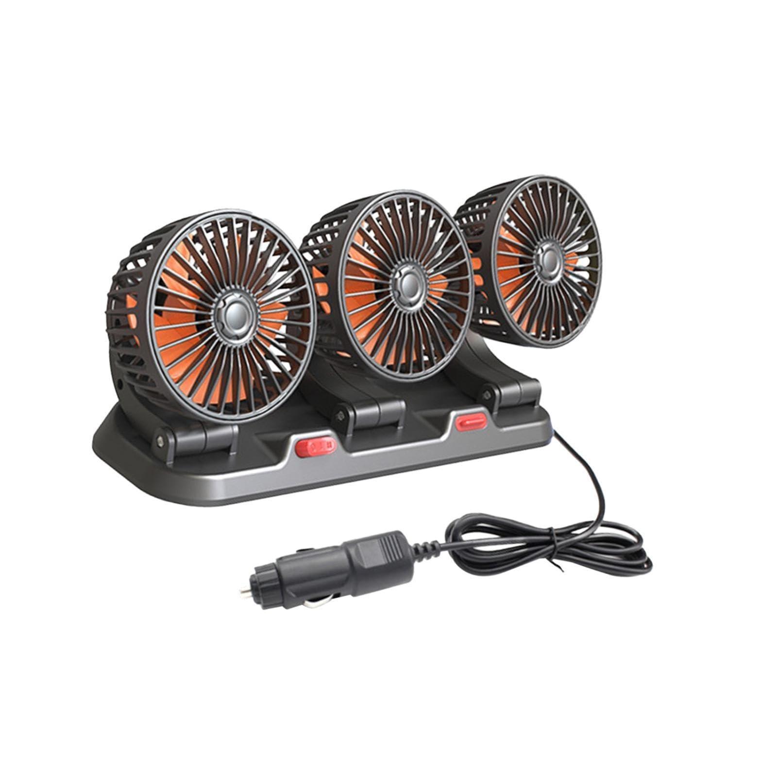 

Портативный автомобильный вентилятор, трехголовочная конструкция для эффективной циркуляции воздуха, 24 В, 30,2x9,8x13,5 см One Size