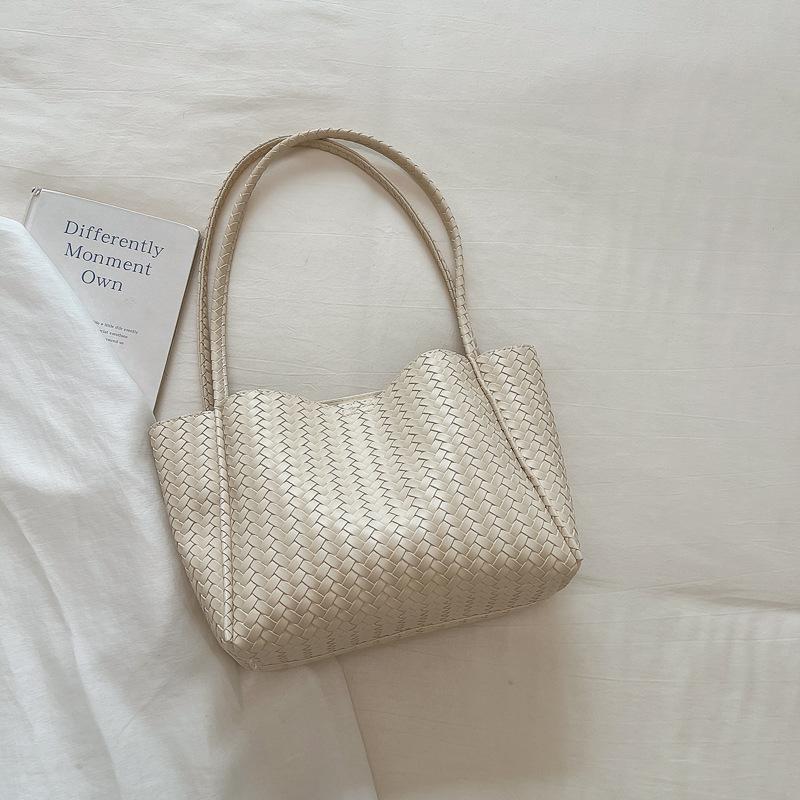 Fashion Tote Bag - Large Capacity Women's Shoulder Bag - Retro Woven Texture Tote Bag