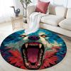 Roaring Wolf,Round Area Rug,Carpet Rug for Living Room Bedroom Sofa Playroom Decor,Non-slip Floor Mat