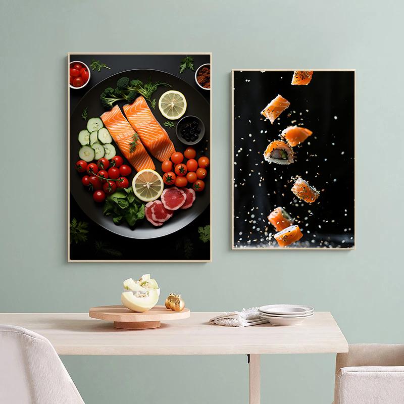 Japanese Sushi Cuisine Art Posters Minimalist Japanese Food Prints Canvas Painting Restaurant Wall Picture Kitchen Decoration