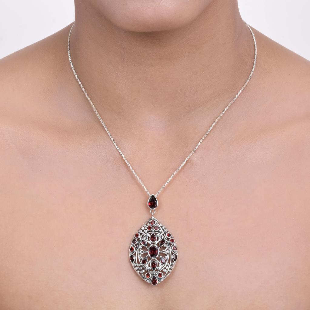 Garnet gemstone pendant 925 sterling silver jewelry zivori necklace pendant Red garnet pendant SSP28