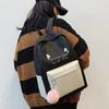 4pcs Student Backpack Fashion Trend Four Piece Set Solid Color Backpack Large Capacity Canvas Wear-resistant  Breathable Women's Backpack Travel Bag