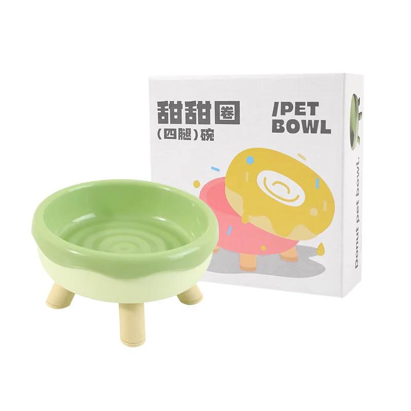 

Pet Elevated Feeder Car Bowl Iron Rack Cat Food Snacks Canned Plate Anti-black Chin Anti-turning Water Does Not Leak Easy To Eat зелёный