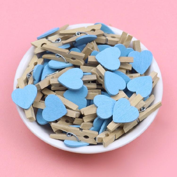 50Pcs Wood Heart Shape Pegs Wood Photo Display Clips Wood Clothes Pegs Photo Pins Set for Arts Crafts Hanging Pictures