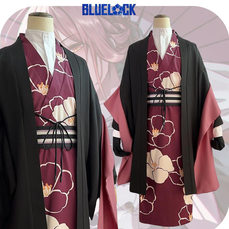 Lock Chigiri Blue Hyoma Cosplay Costume Wafuku Halloween Party Outfit Fans Gift