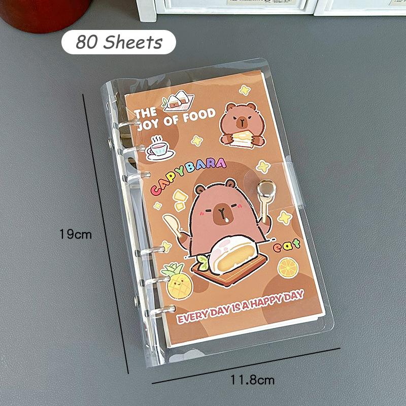 Cute Capybara Hand Book Lovely Loose-Leaf Student Notebook Diary Cartoon Portable Detachable Notepad Student Stationery Gifts