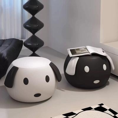 Cute Creative Footrest Puppy Stool Round Faux Leather Stool Bedroom Vanity Chair Cartoon Round Stool Home Furniture