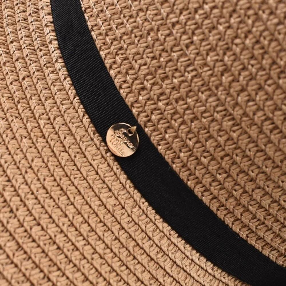 Bowknot Design Empty Top Sun Hat Round Wide Brim Hat Elegant Summer Straw Hat for Women