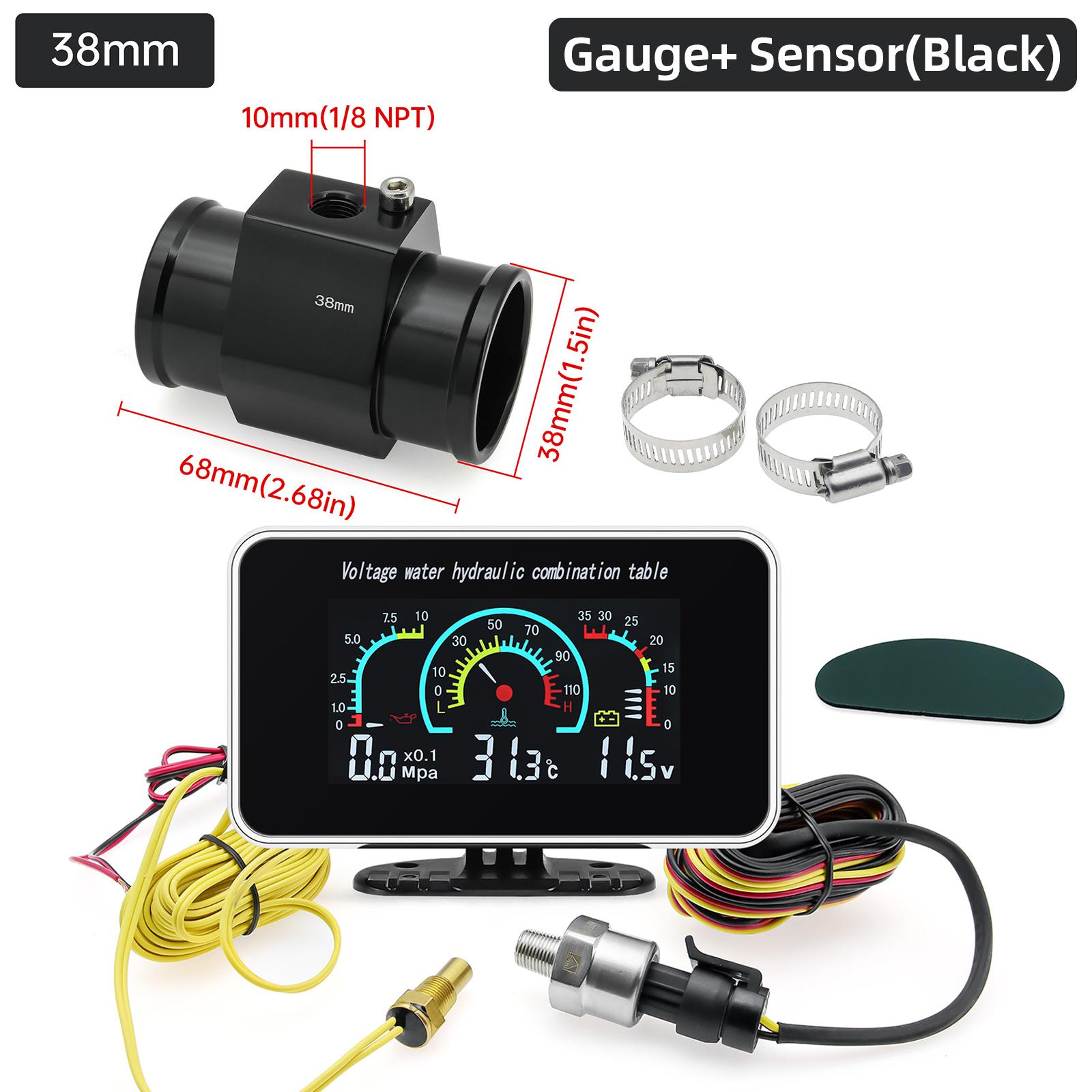 

3 в 1 ЖК-датчик давления масла + измеритель температуры воды + вольтметр с датчиком температуры воды 26 мм-40 мм для автомобиля 12 В 24 В
