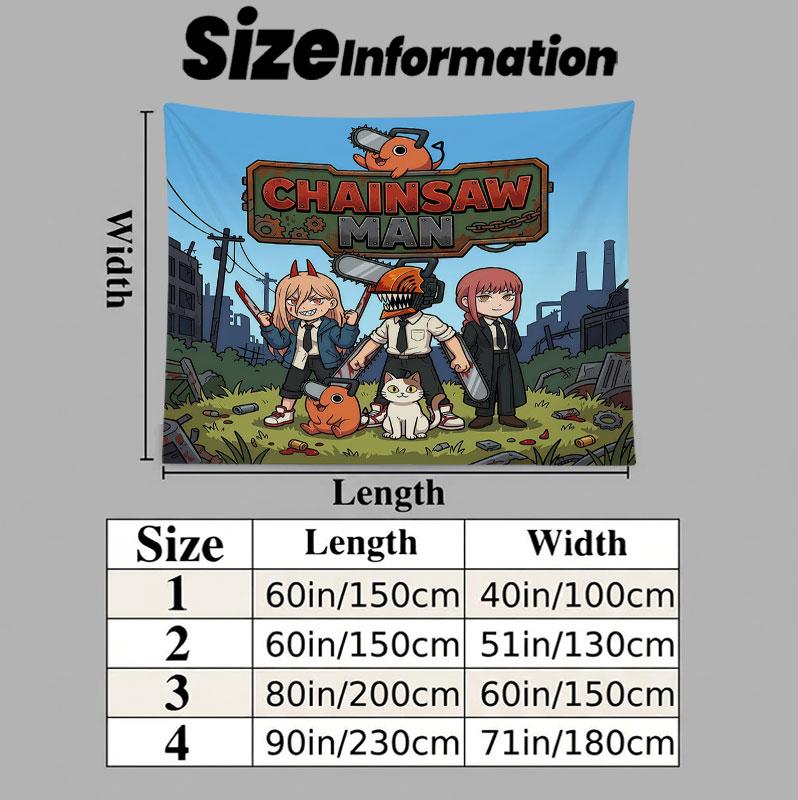 Chainsaw Man Wall Tapestry Aesthetic Wall Hanging Printed Fabric Blanket Decorative Tapestries For Bedroom Living Room Home Decor