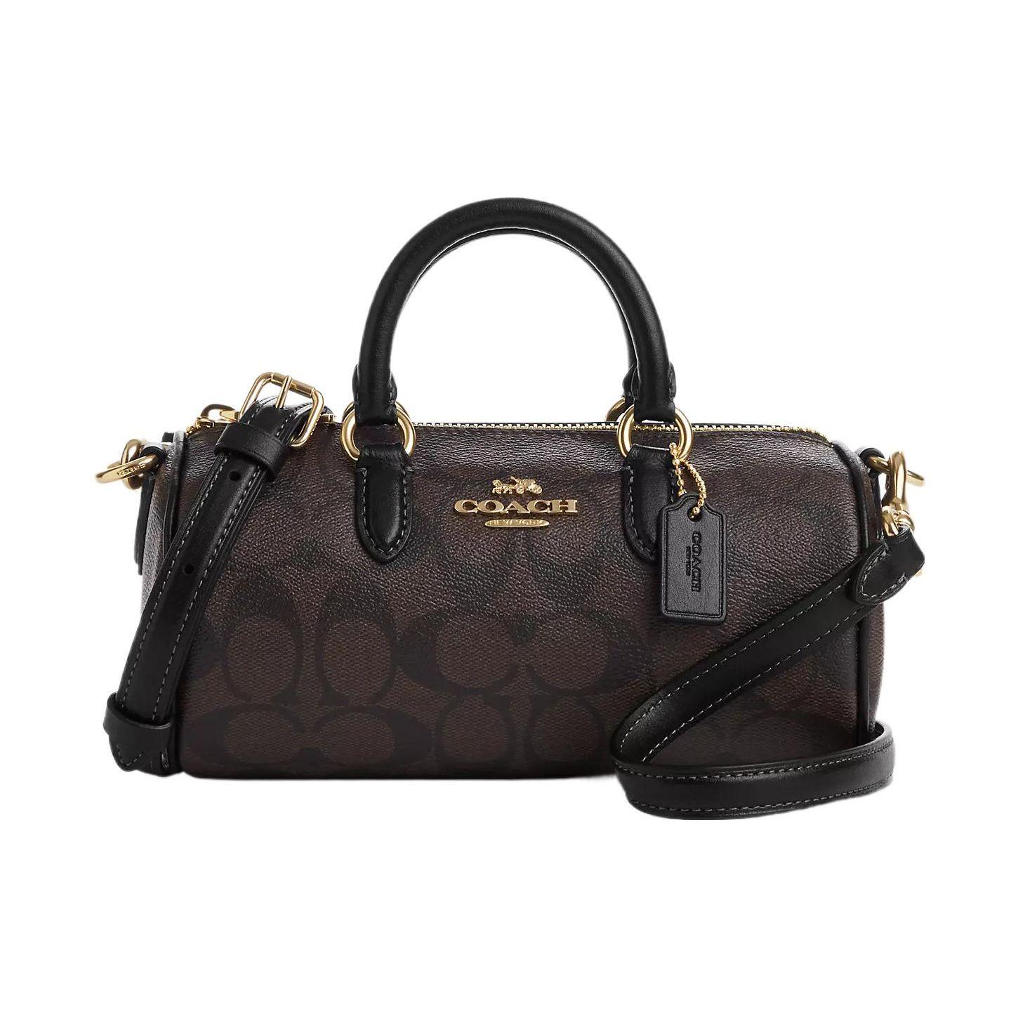 

Coach Lacey 19 Vintage Classic Monogram Hardware Zipper Pencil Case Boston Bag Women Handbags Dark-Brown CO990-IMAA8 Basic Set (Bag+Dust Bag)