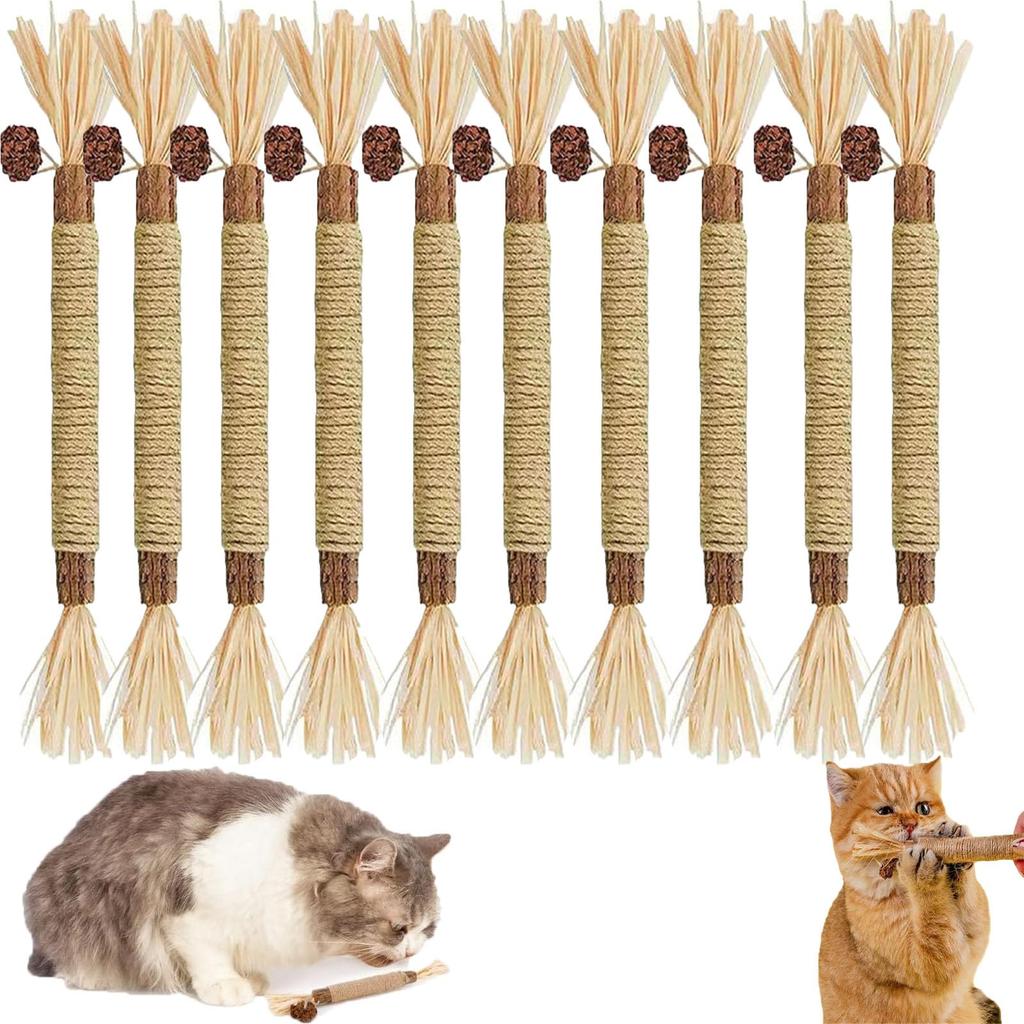 Natural Sisal Catnip Toys for Cats Durable Rope Chew Sticks Interactive Cat Play Toy Set for Indoor Use 4 Pack