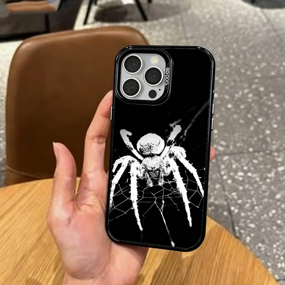 Cool S-Shadow S-Spider Phone Case For iPhone17,16,15,14,13,12,11 Plus,Pro Max Colored Silver Plated Inside Cover
