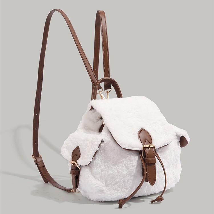 Autumn Winter New Plush Backpack for Girls, Suitable for Class and Commute, Versatile Casual Mini Backpack, Korean Style Small School Bag