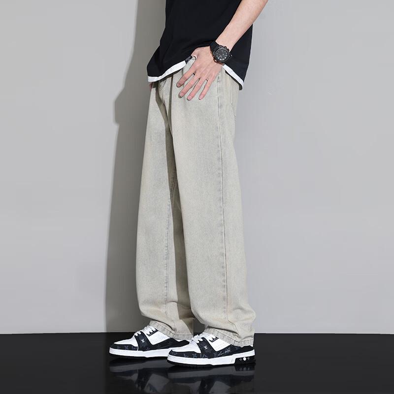 Zhuofei Li Men's Retro Washed Loose Straight Jeans