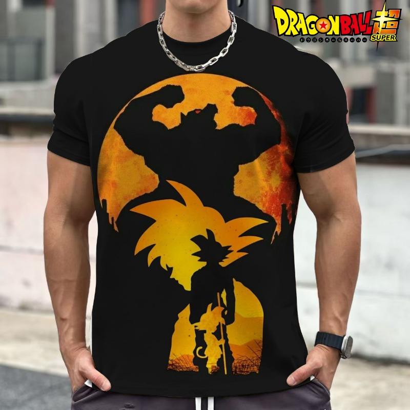 2026 Summer Dragon Ball Retro Fitness T-shirt Men's Oversized 3D Printed Short-sleeved Family