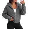 Women's Fashion Cropped Zip-Up Hooded Sweatshirt Jacket with Long Sleeves for Casual Wear