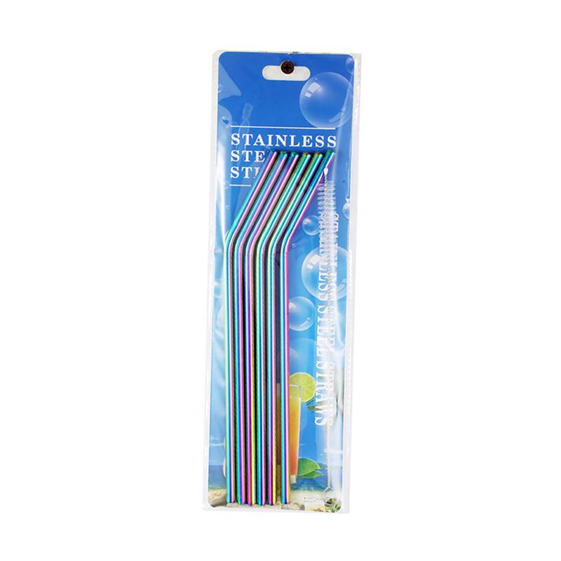 6Pcs Metal Reusable 304 Stainless Steel Straws Straight Bent Drinking Straw With Case Cleaning Brush Set Party Bar Accessory
