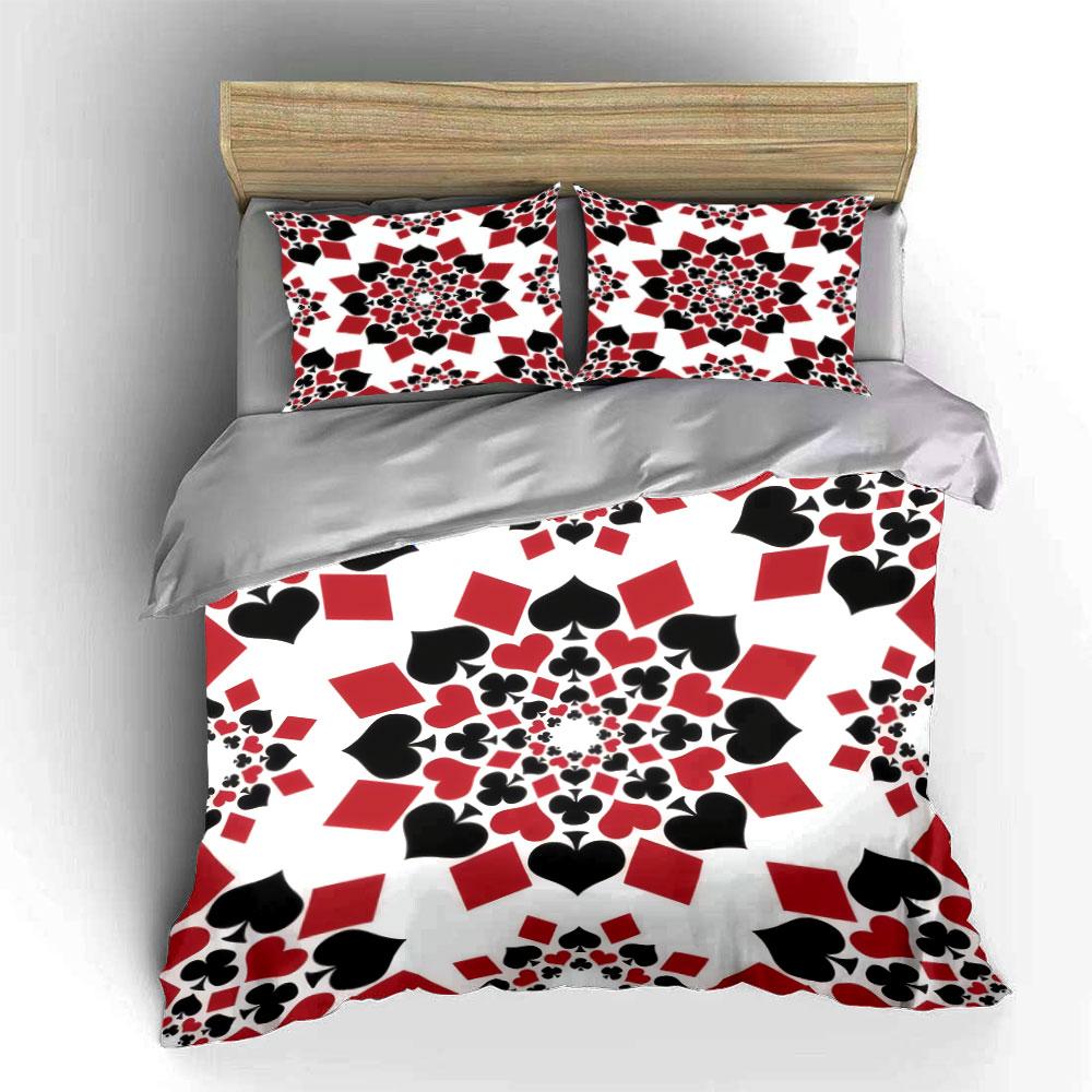 Card Suit Themed Decorative Set Kid'S And Adults' Bedroom Decor, Exquisite Three-Piece Bedding Set Gift