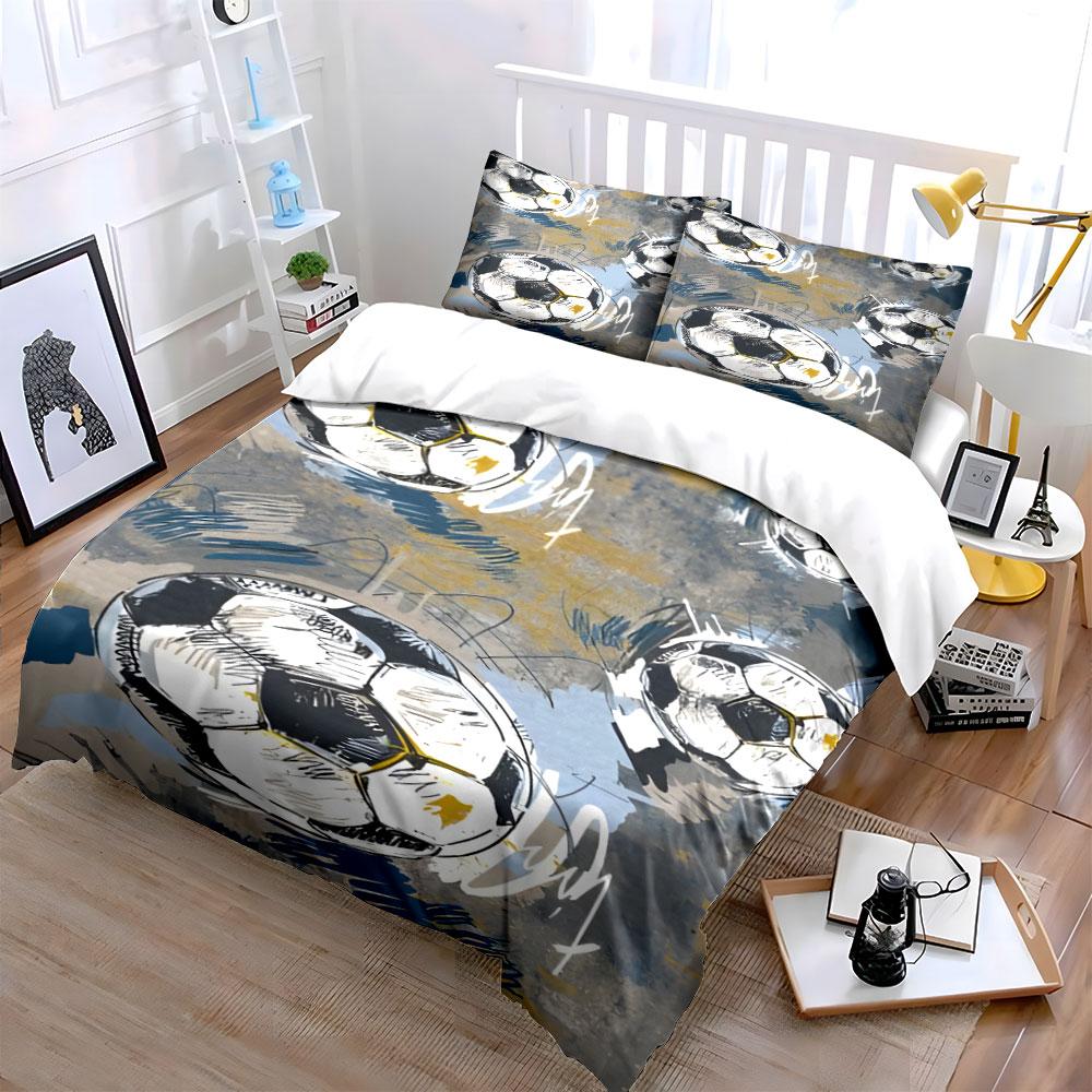 Soccer balls with scribbles. Bedding sets Duvet cover sets Duvet covers Pillowcases(1 * Duvet Cover 2 * Pillowcases without duvet insert)