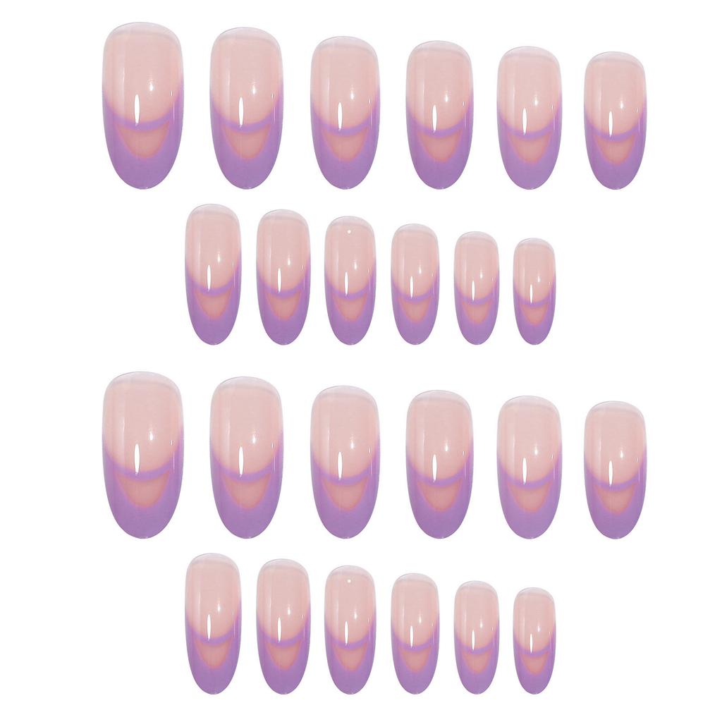 Lavender Simple Double French Wear Nail Art Finished Fake Nail Art Nail Art Patch Nail Art Patch Nail Patch
