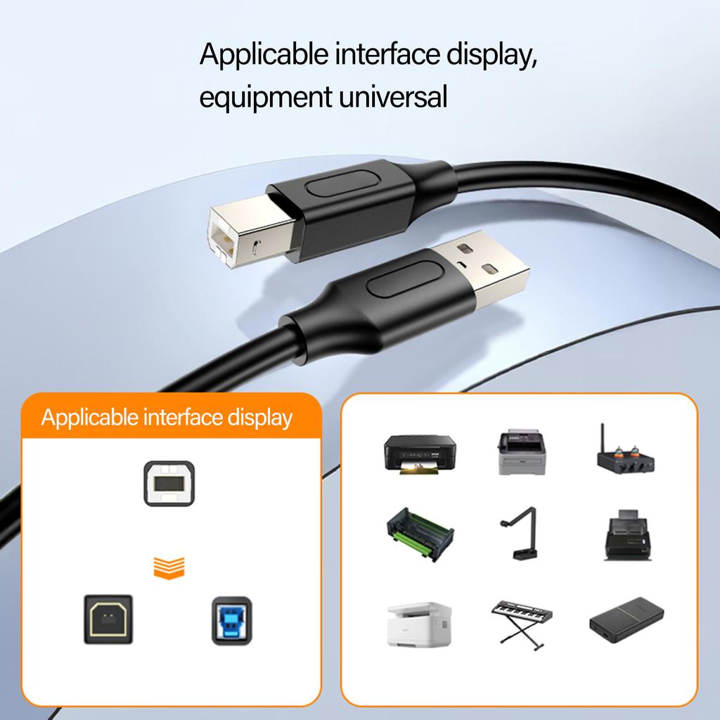 USB Printer Cable USB 2.0 to USB B Type B Male Cable Scanner Cord for Printing Laptop Computer Musical Keyboard