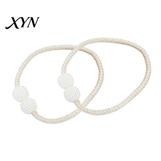 Quick Curtain Holders 1 Pair Faux Pearl Tiebacks, Elegant Beaded Holdbacks, Secure Fasteners Woven Rope Decorative Drapery for Living Room Bedroom