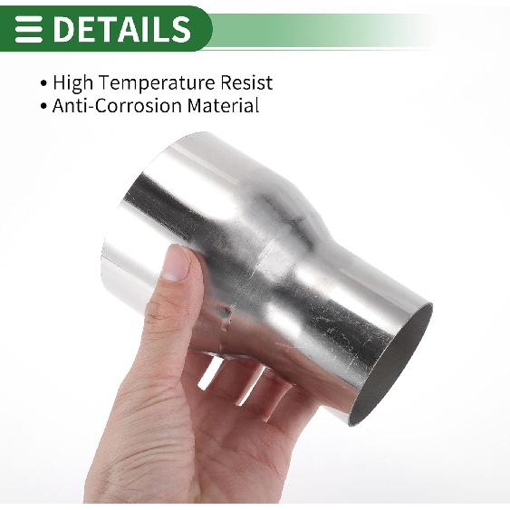 Motoforti 2.5" OD To 3.5" OD Mandrel Exhaust Pipe Adapter Concentric Reducer Car Exhaust Pipe Tubing Piping Adapter 5Inch/127Mm Length T304 Stainless