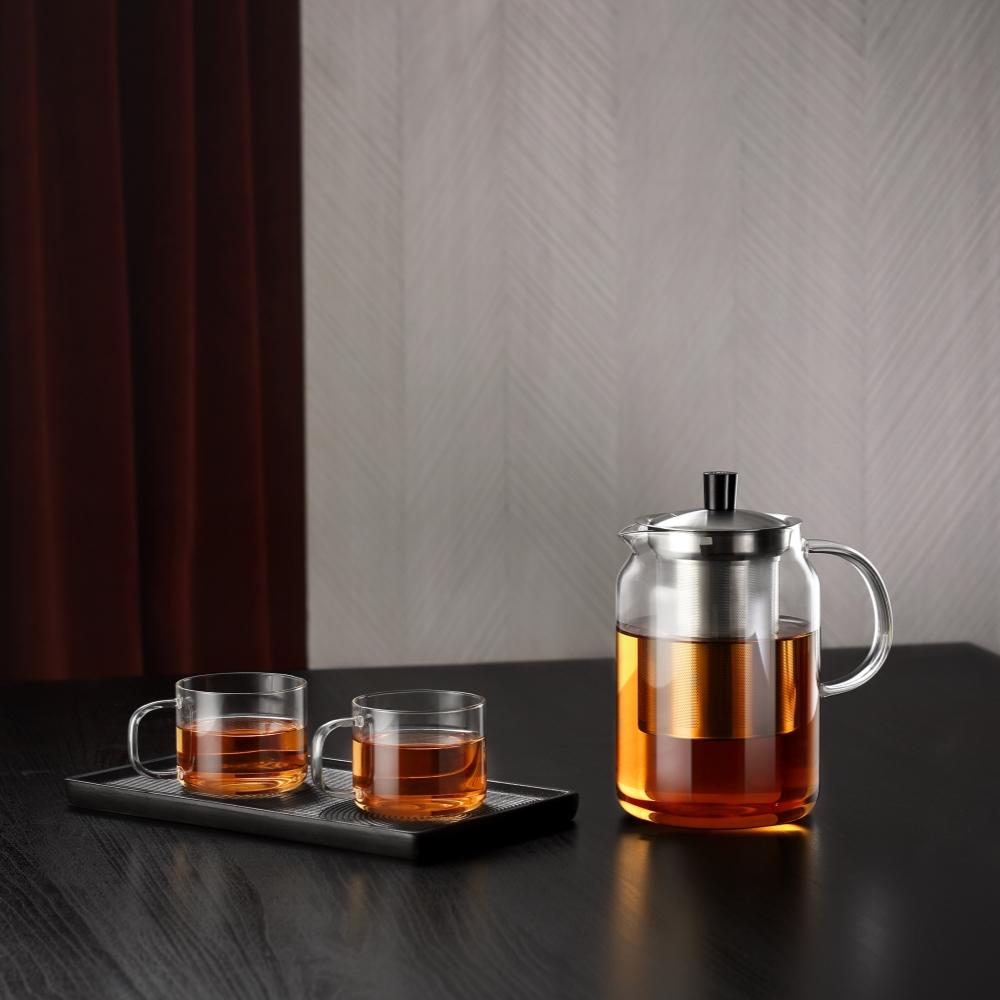 SAMADOYO hitzebeständige Teekanne aus Glas mit Filterfunktion, Haushalts-Teeservice mit großem Fassungsvermögen, 900 ml